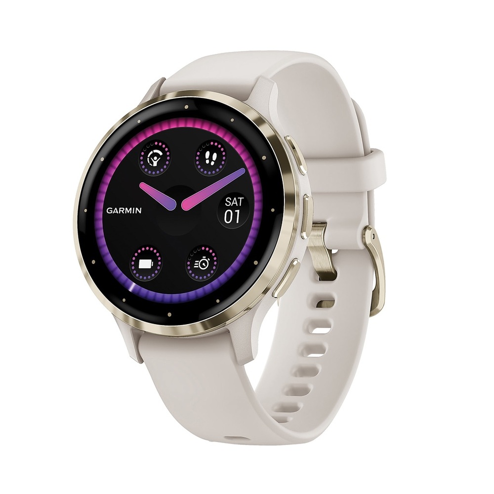 Garmin Venu 3S 41mm Smartwatch with Ivory Band and Gold Accents